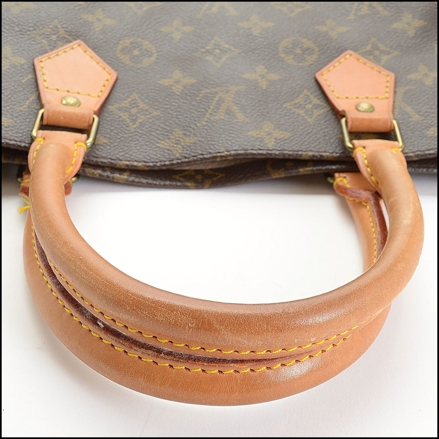 RDC14124 Authentic LOUIS VUITTON Vintage '90 Brown Monogram Sac Plat GM Tote Bag