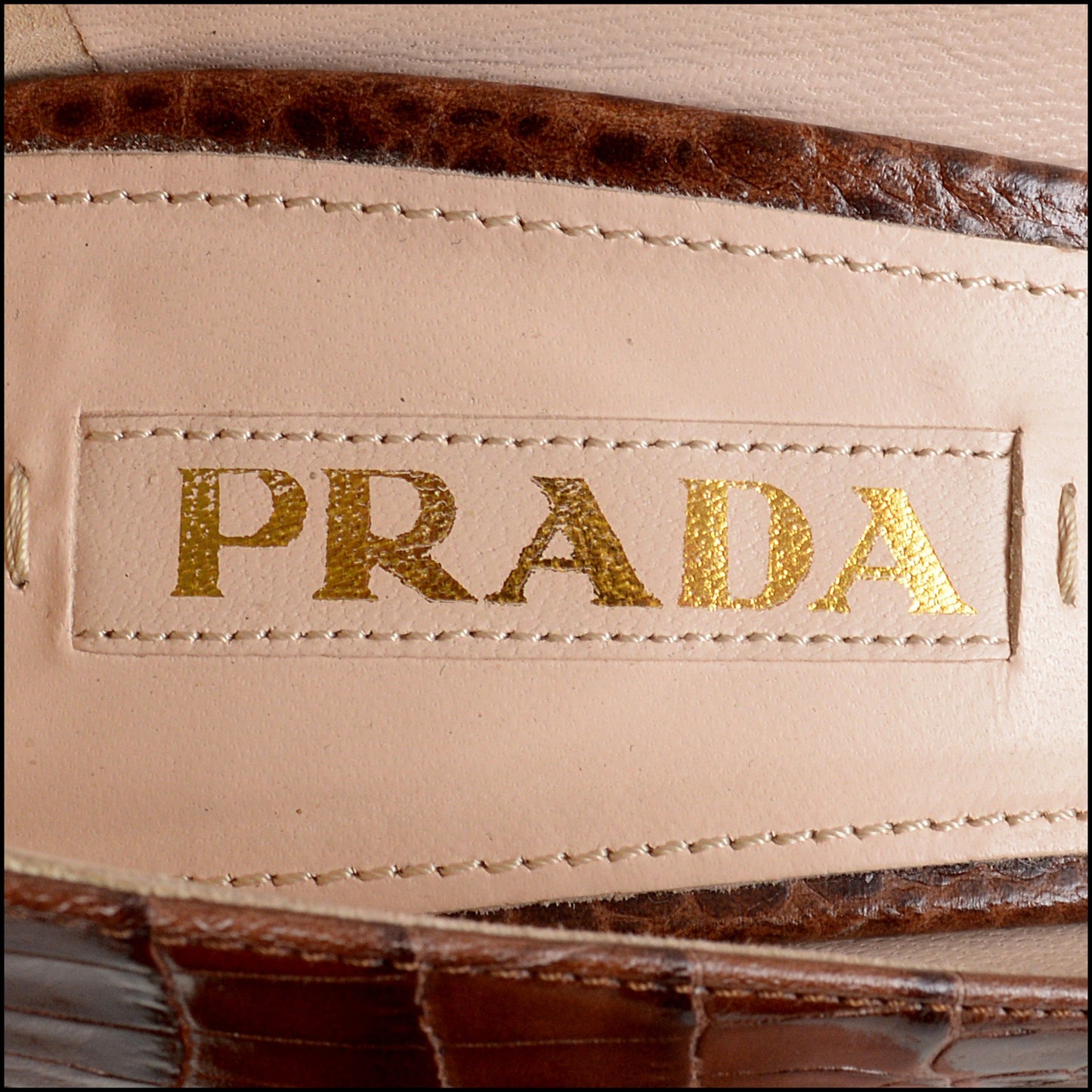 RDC14905 PRADA '11 Dark Rose Croc St. Coco Peep Toe Heels size 36