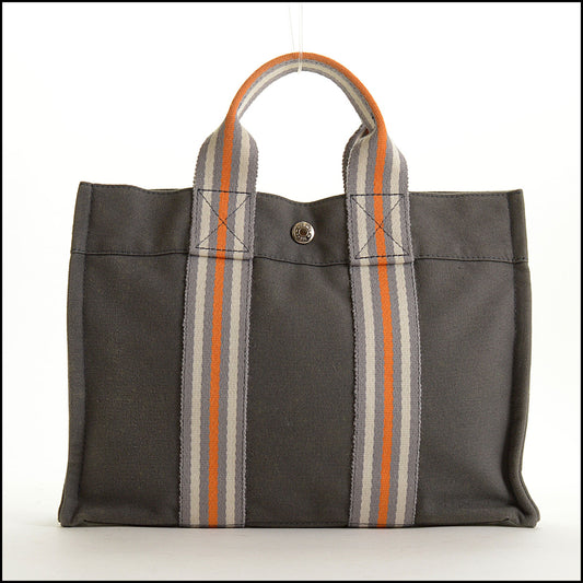 RDC15581 HERMES '01 Grey Canvas Ginza Fourre-Tout PM Mini Bag