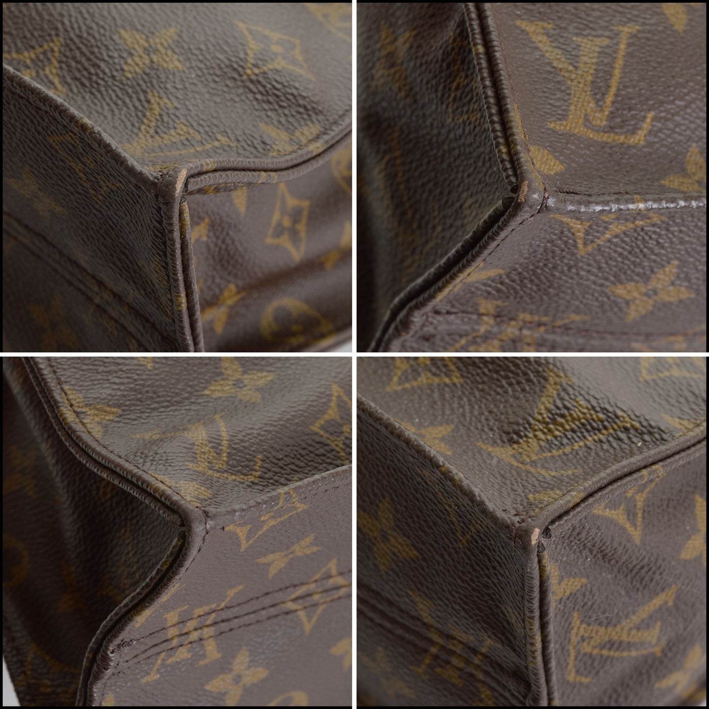 RDC14124 Authentic LOUIS VUITTON Vintage '90 Brown Monogram Sac Plat GM Tote Bag