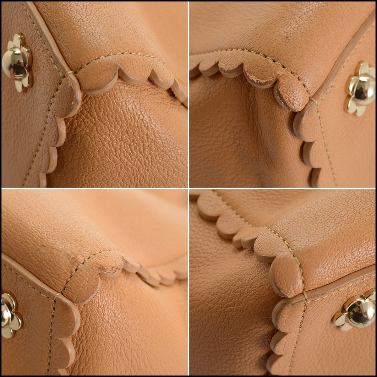 RDC15640 MULBERRY Tan Cecily Goatskin Flower Tote Bag