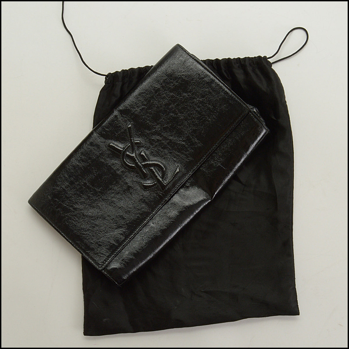 RDC15703 YVES SAINT LAURENT Vintage YSL BLack Crinkle Patent Leather Belle de Jour