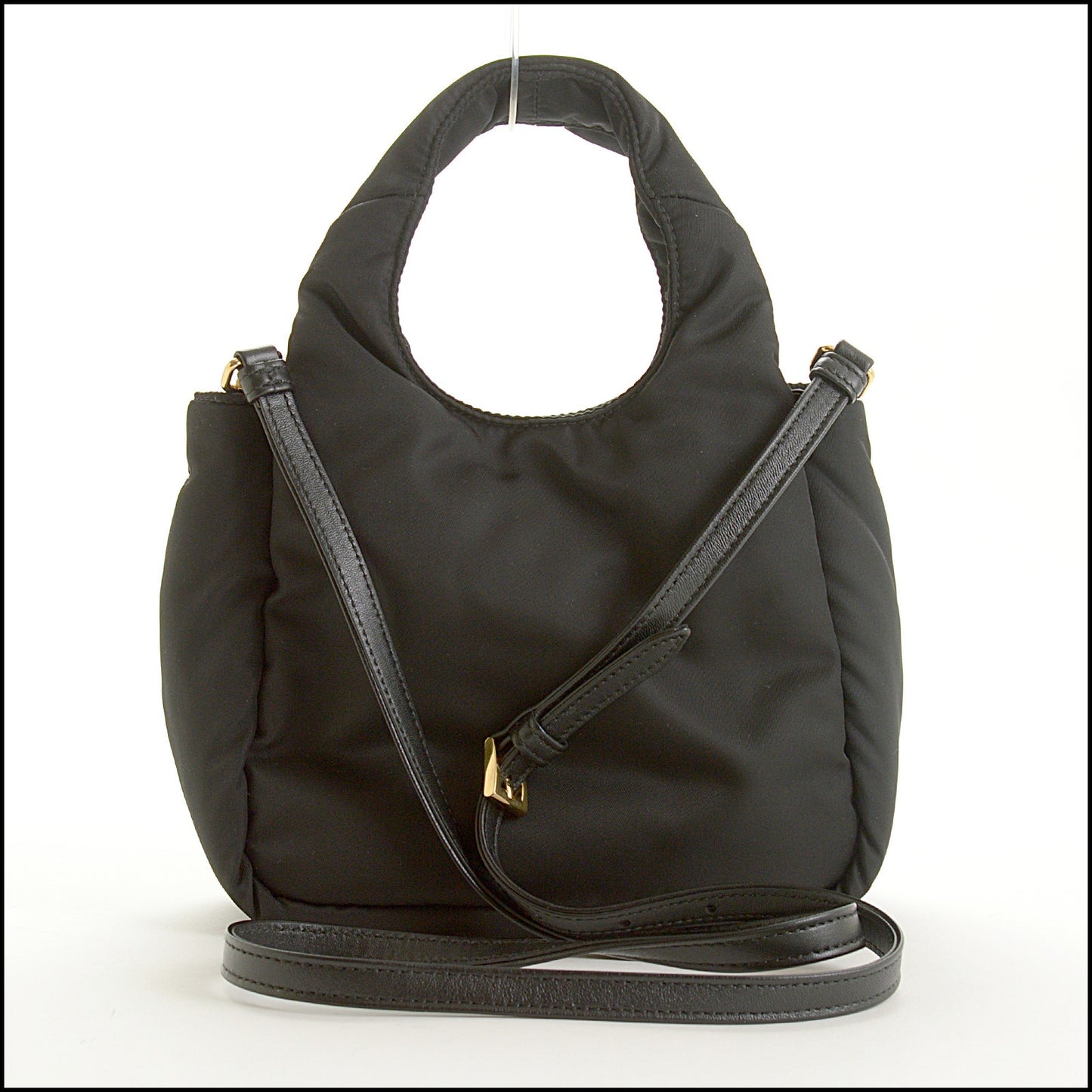 RDC15428 PRADA Black Mini Padded Re-Nylon Bag with Bow