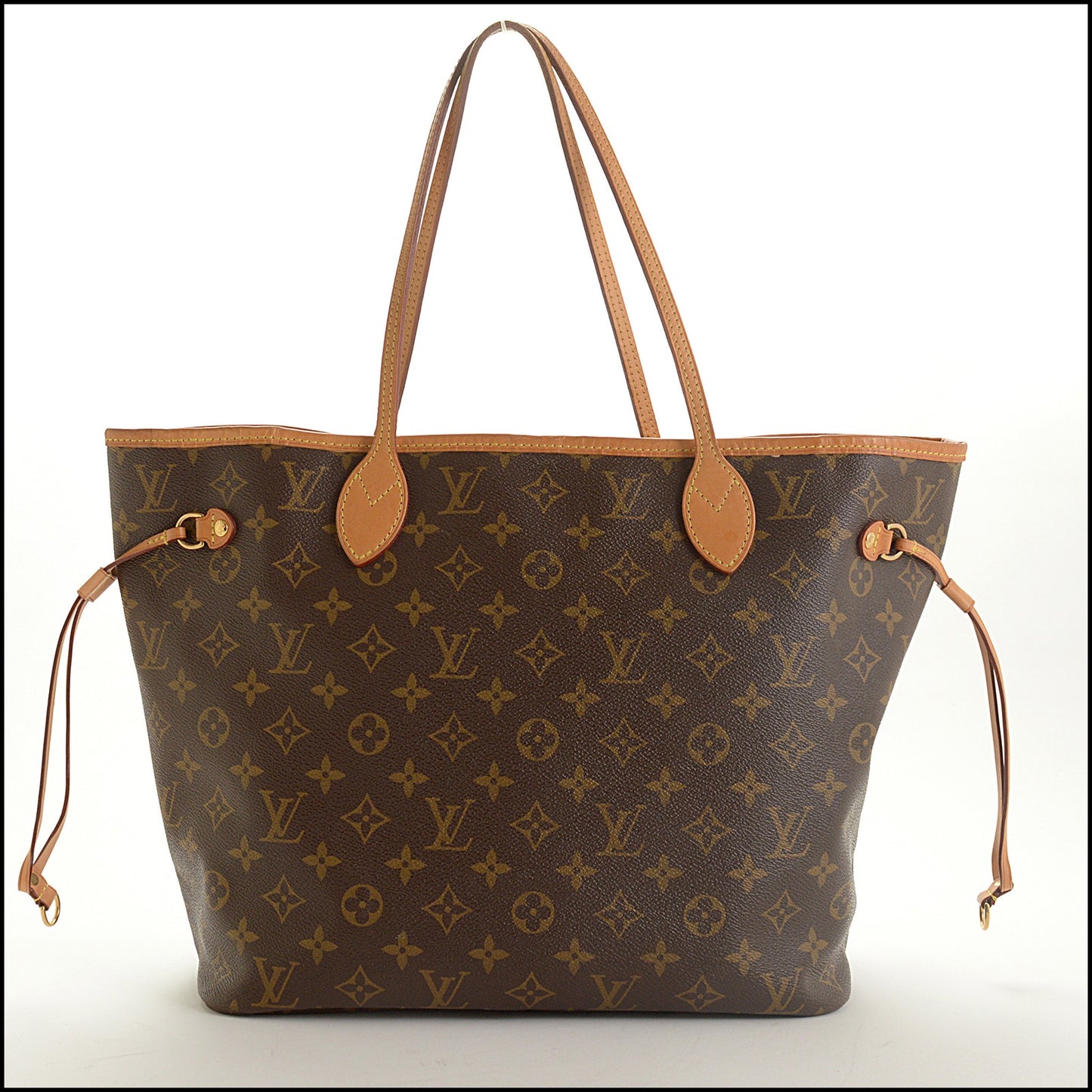 RDC15400 LOUIS VUITTON '14 Brown Monogram Canvas Mimosa Yellow Neverfull MM Tote with Pouch