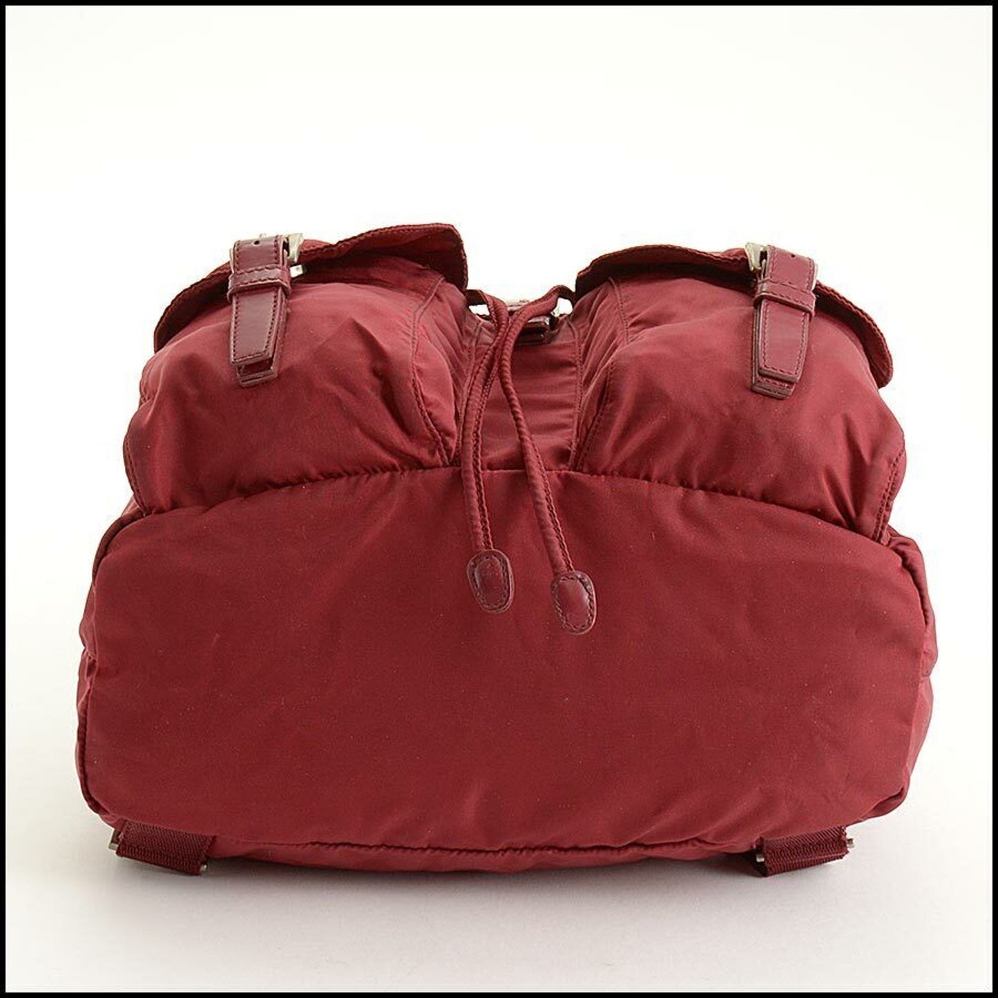 RDC11285 Authentic PRADA Vintage Red Tessuto Nylon Double-Pocket Small Backpack