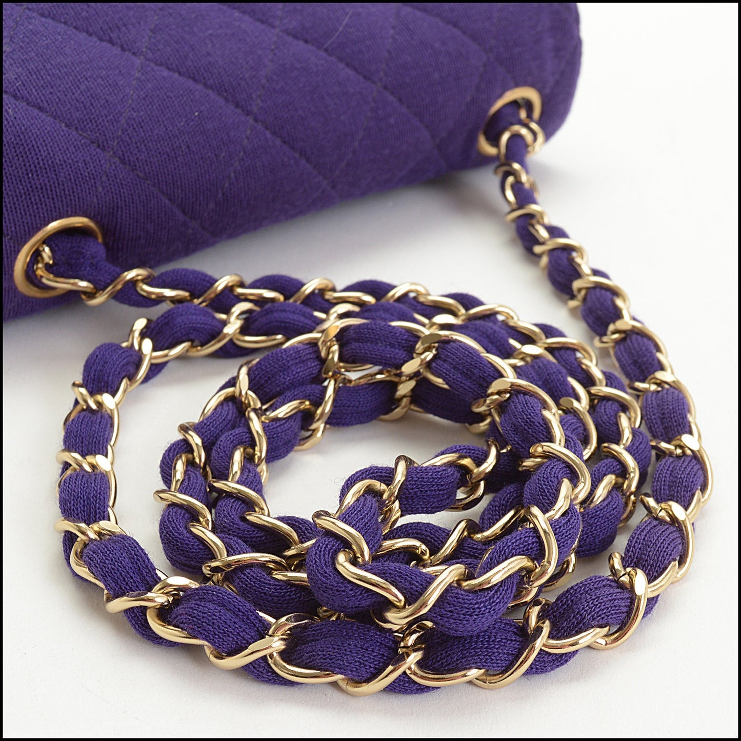 RDC14966 CHANEL '00-02 Purple Jersey Classic Square Mini Flap Bag