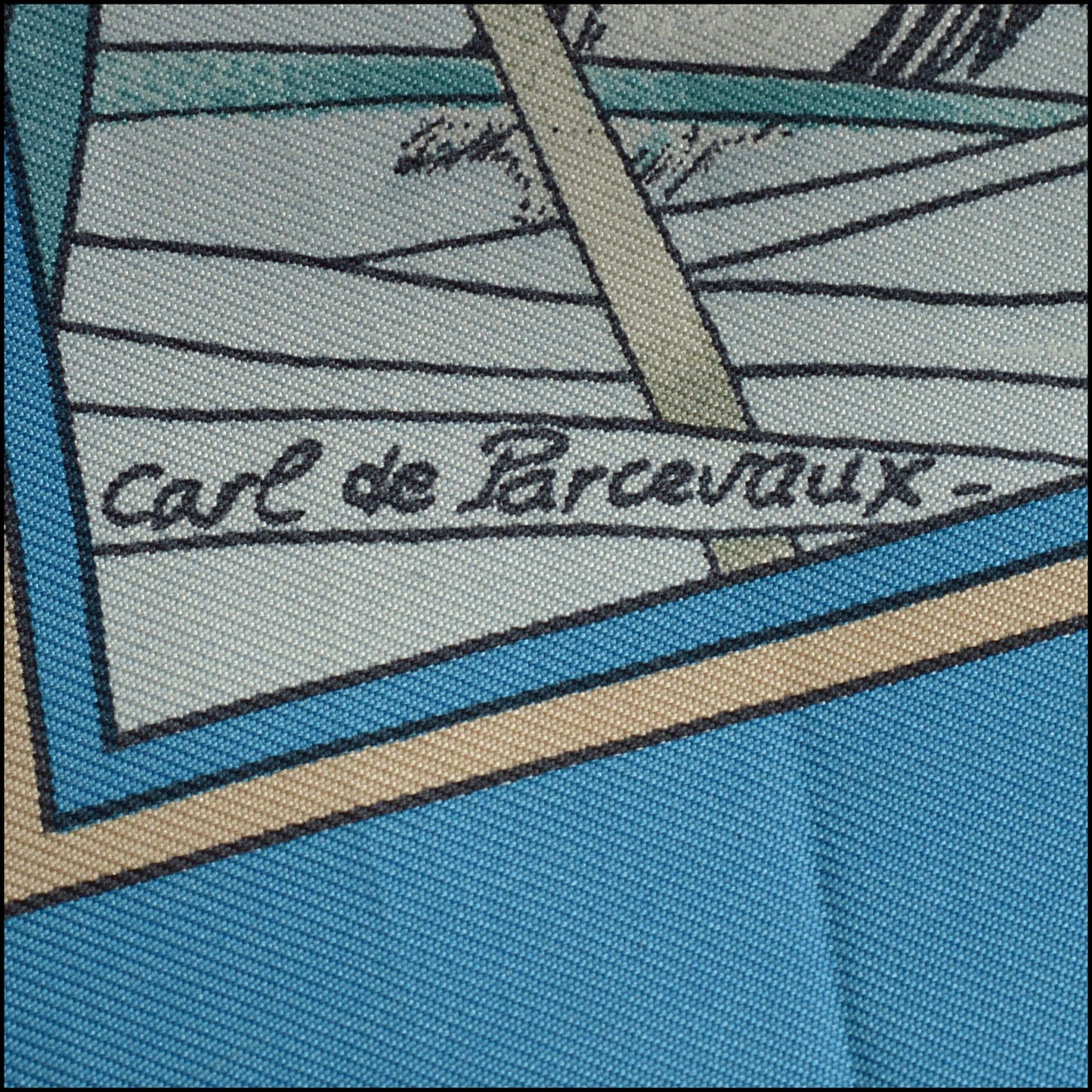 RDC15232 HERMES Blue Chasse au Bois Silk Scarf 90cm