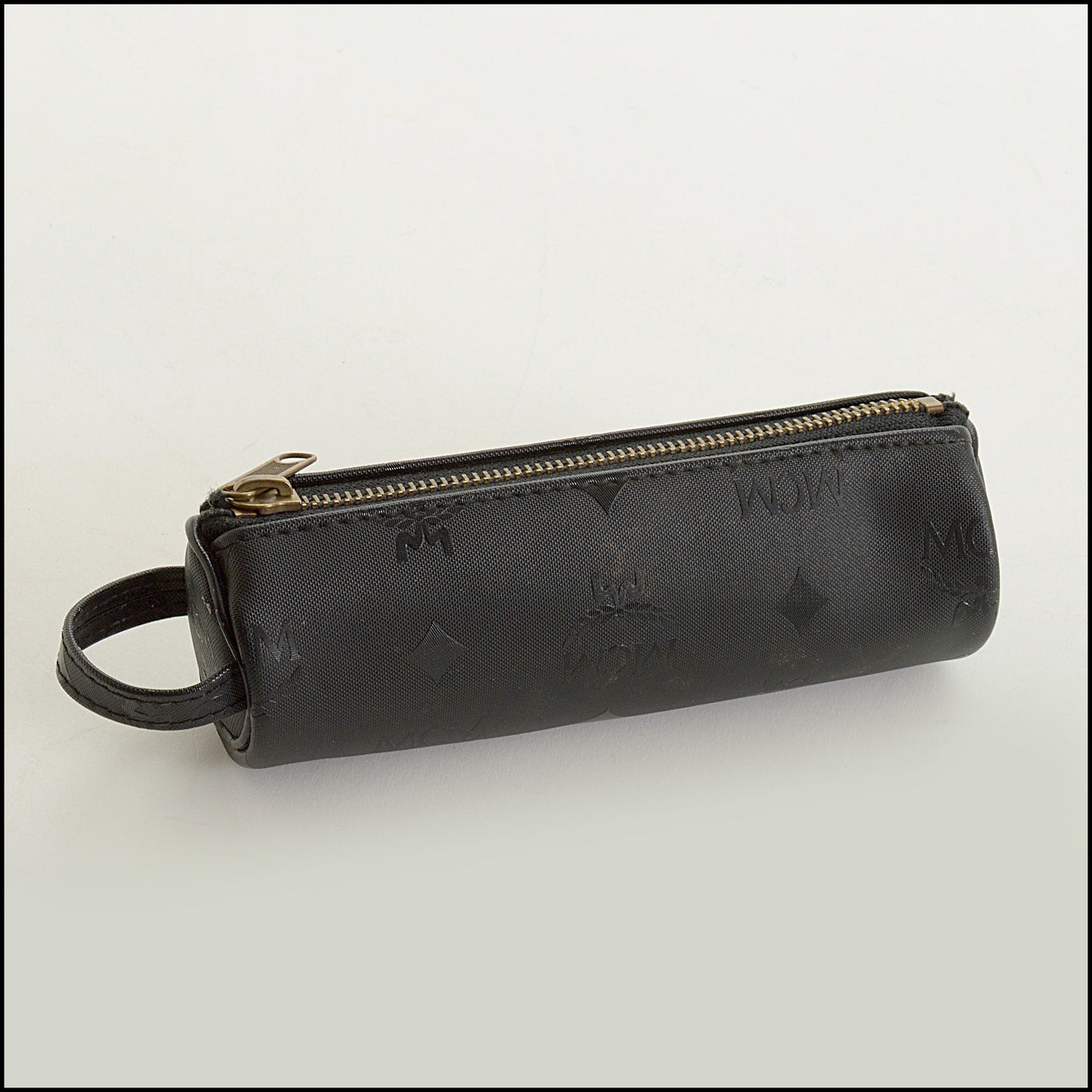 RDC15157 MCM Black Nylon Monogram Cylindrical Pouch
