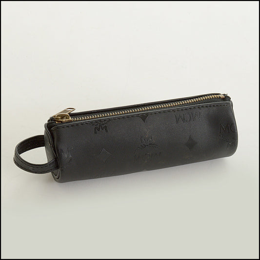 RDC15157 MCM Black Nylon Monogram Cylindrical Pouch