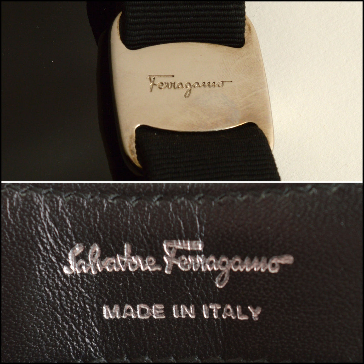 RDC15628 FERRAGAMO Black Patent Miss Vara Bow Clutch Bag