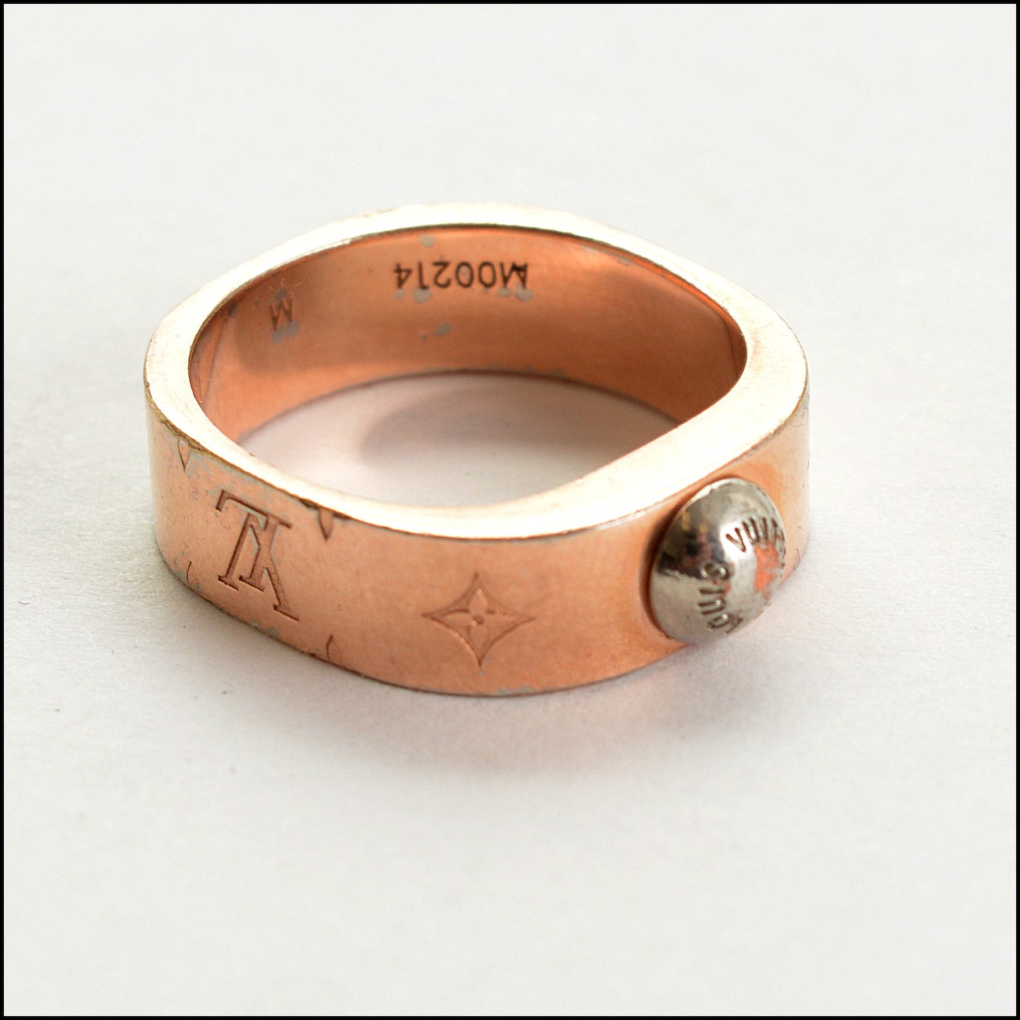 RDC15388 LOUIS VUITTON Rose Gold LV Nanogram Oval Ring Size 5