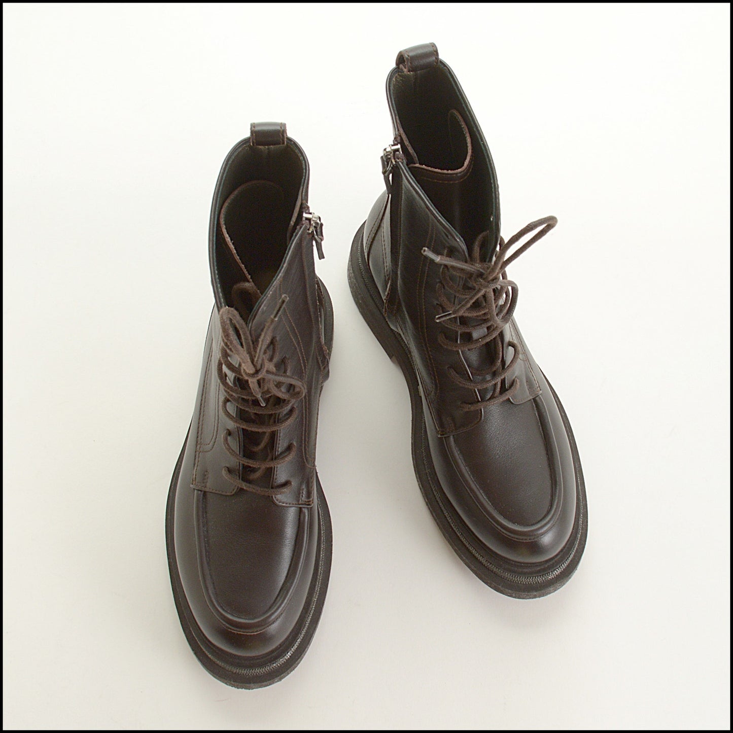 RDC15533 BRUNELLO CUCINELLI Brown Monili Bead Combat Boots Size 37