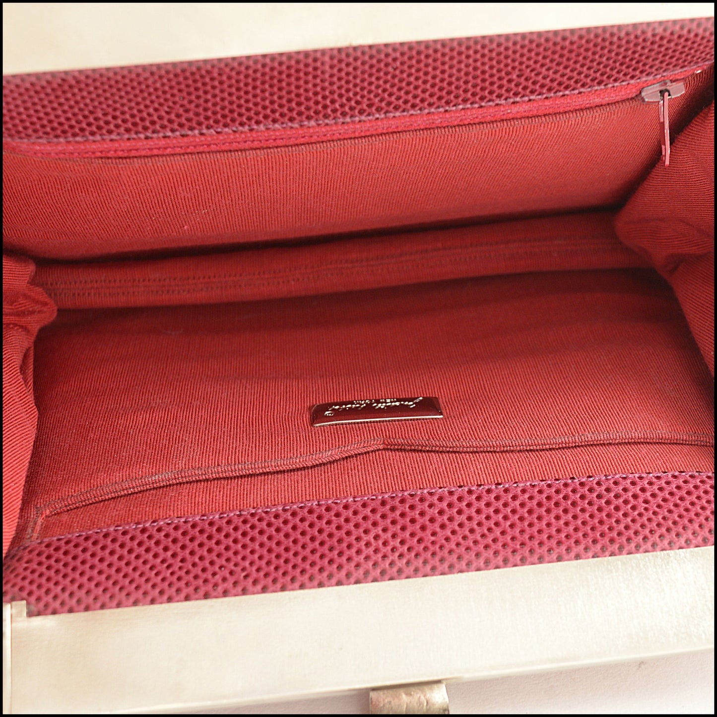 RDC15586 JUDITH LEIBER Berry Red Karung Pleated Evening Bag