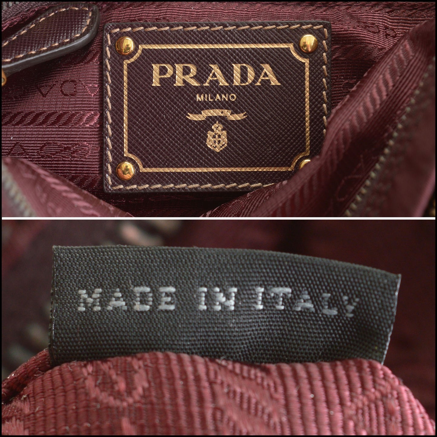 RDC14974 PRADA 2010 Bordeaux Tessuto Nylon & Saffiano Leather Bandoliera Bag