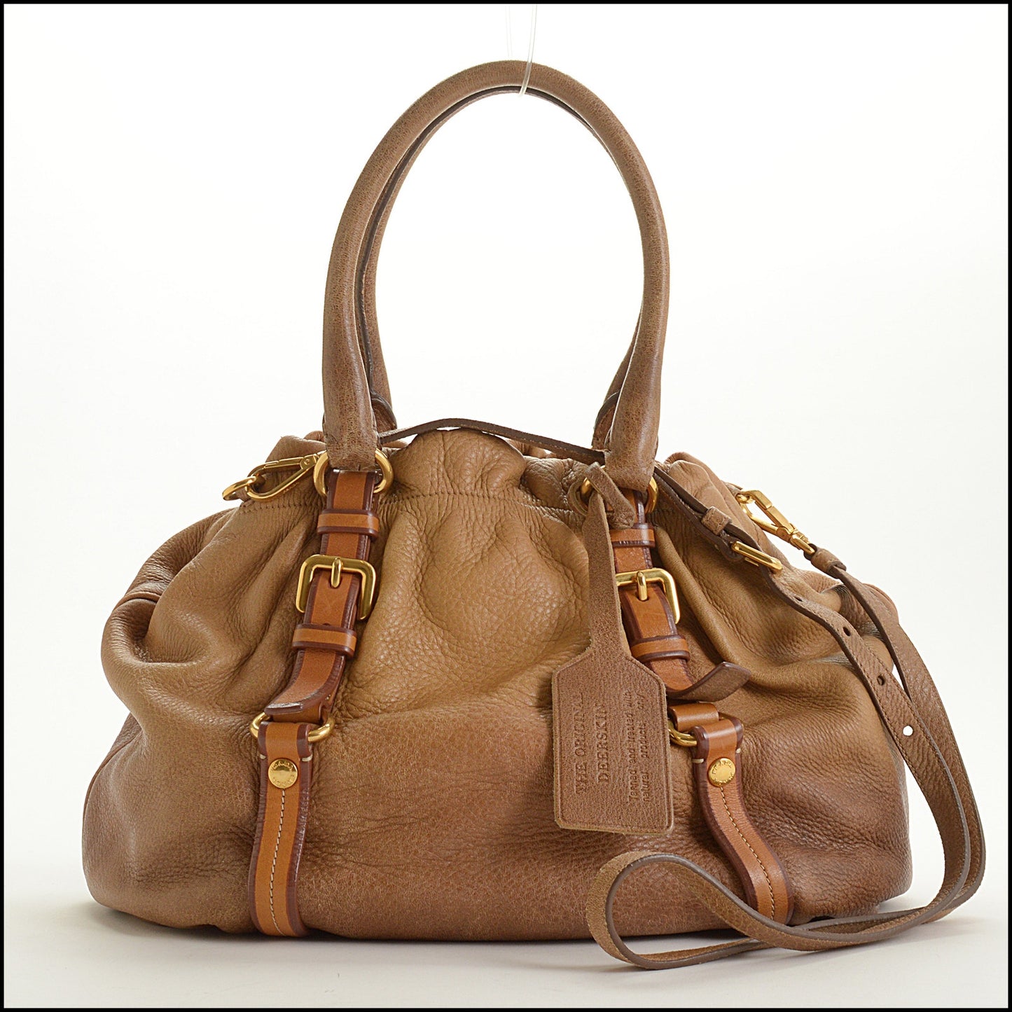 RDC15504 PRADA 2009 Brown Ombre Deerkskin Cervo Tote Bag