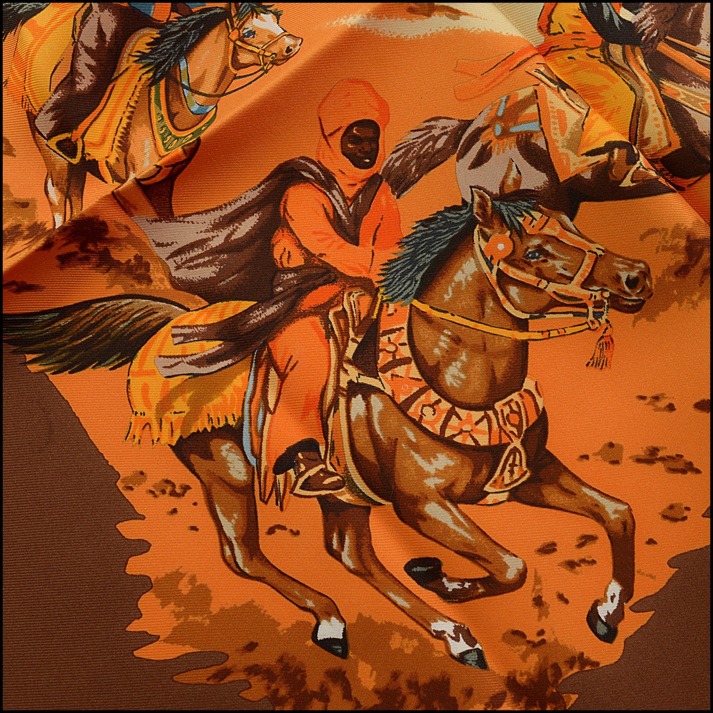 RDC15460 HERMES Vintage 1997 Brown/Yellow "Africa" Silk Scarf 90 cm