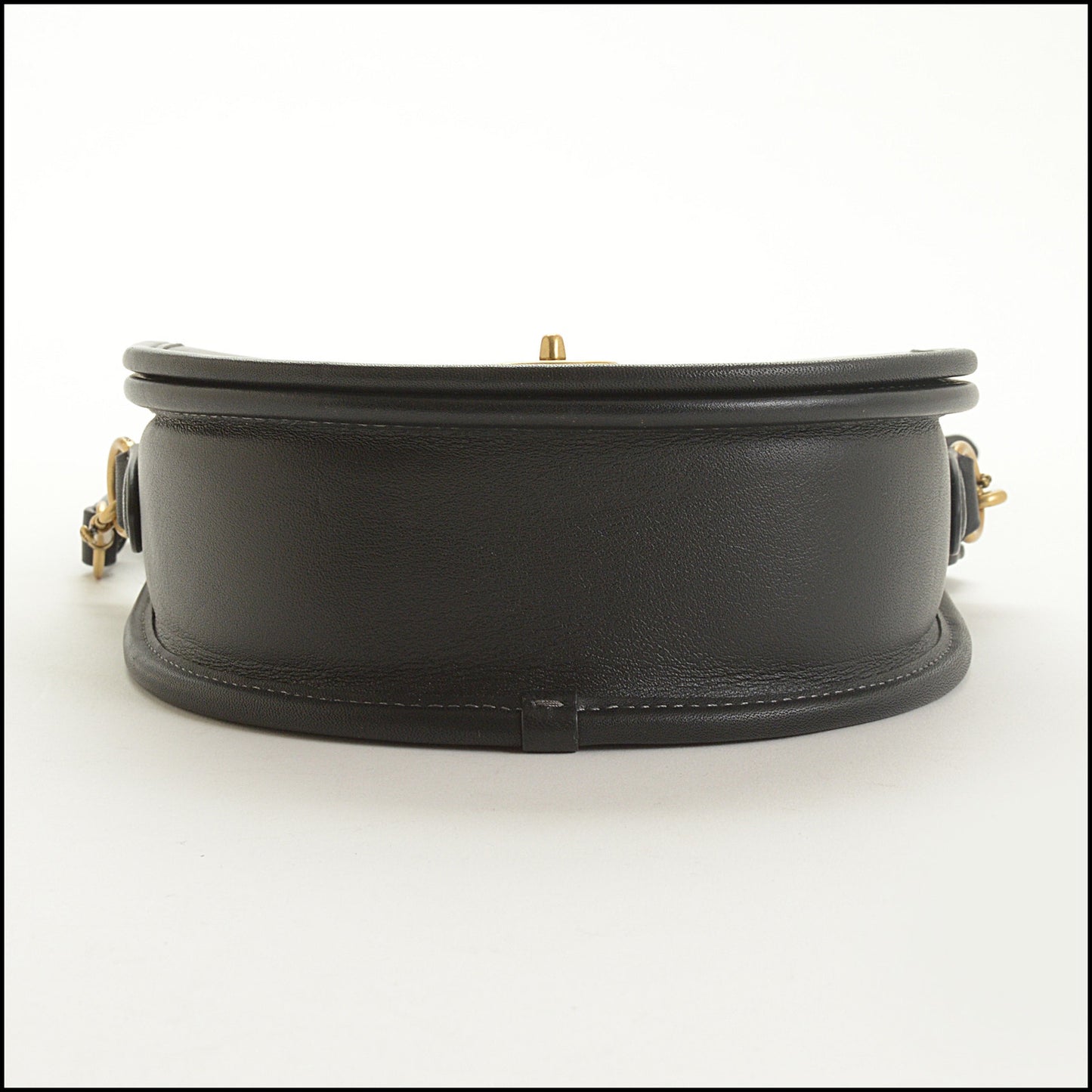 RDC15450 COACH Black Glove Tanned Leather Turn Lock Mini Saddle Bag