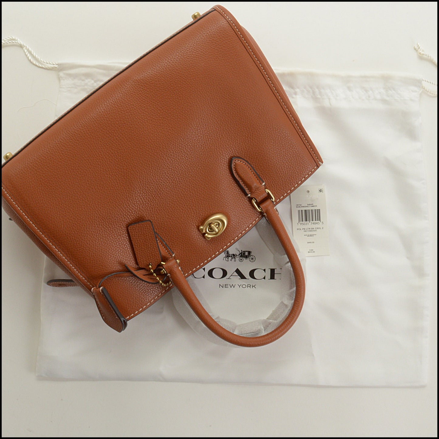 RDC15474 COACH Burnished Amber Pebbled Leather Brooke 28 Carryall
