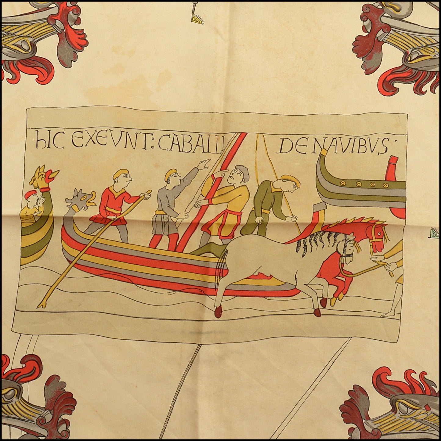 RDC15418 HERMES '71 Red "Les Normandes" 90cm Silk Scarf