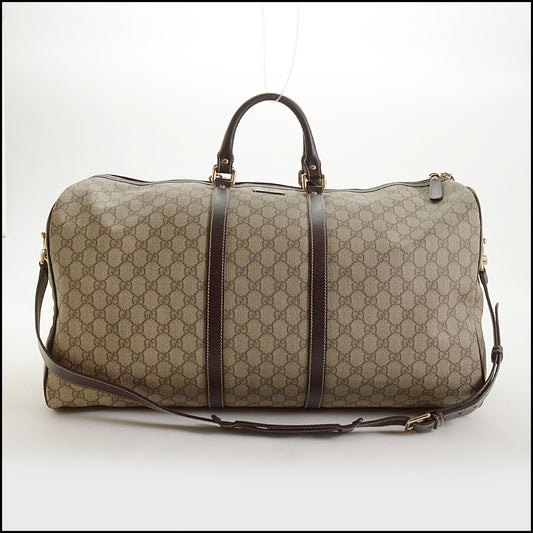 RDC15115 GUCCI GG Brown Supreme Canvas Duffle Carry-on Bag