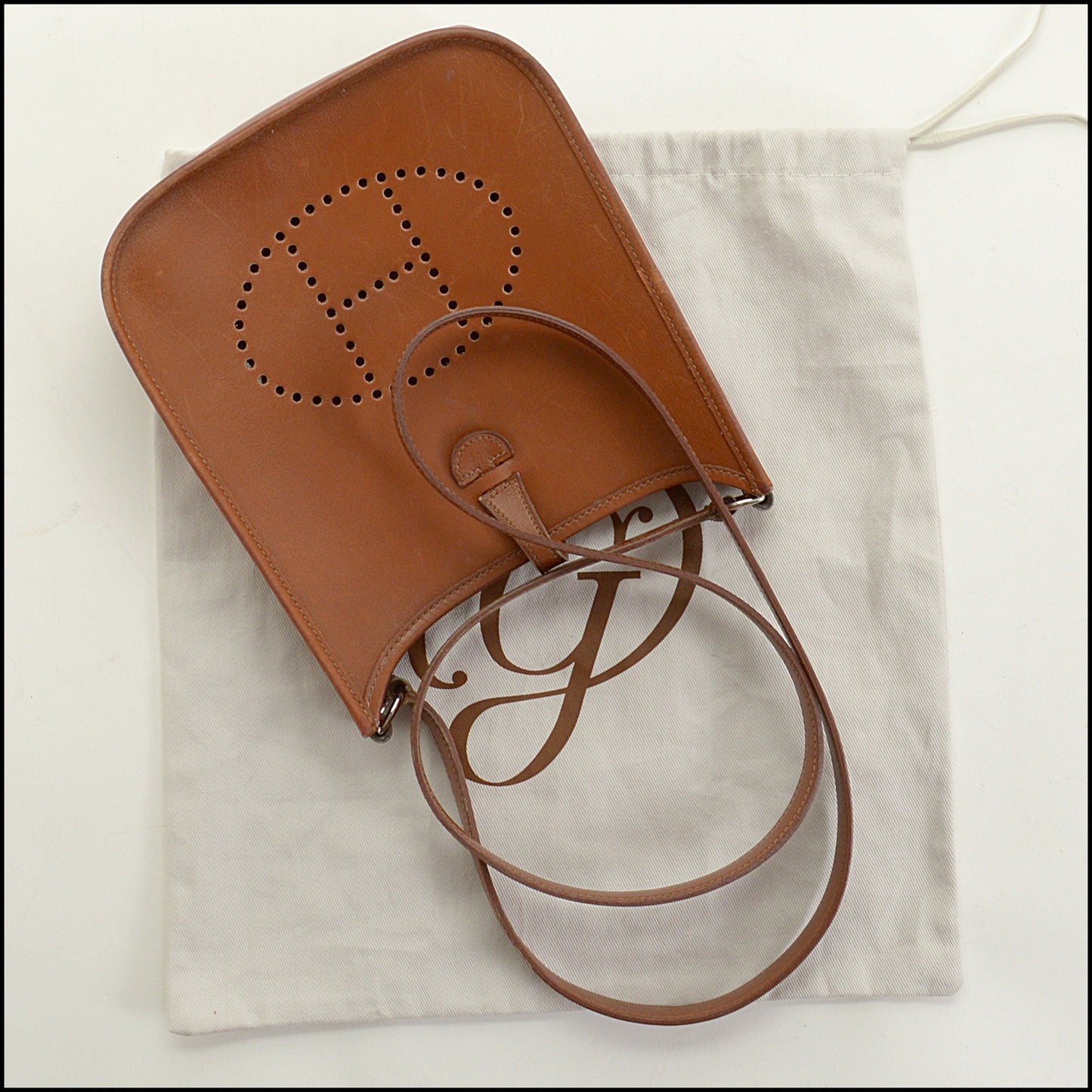 RDC15105 HERMES '02 Fauve Barenia Leather Evelyne Mini Crossbody