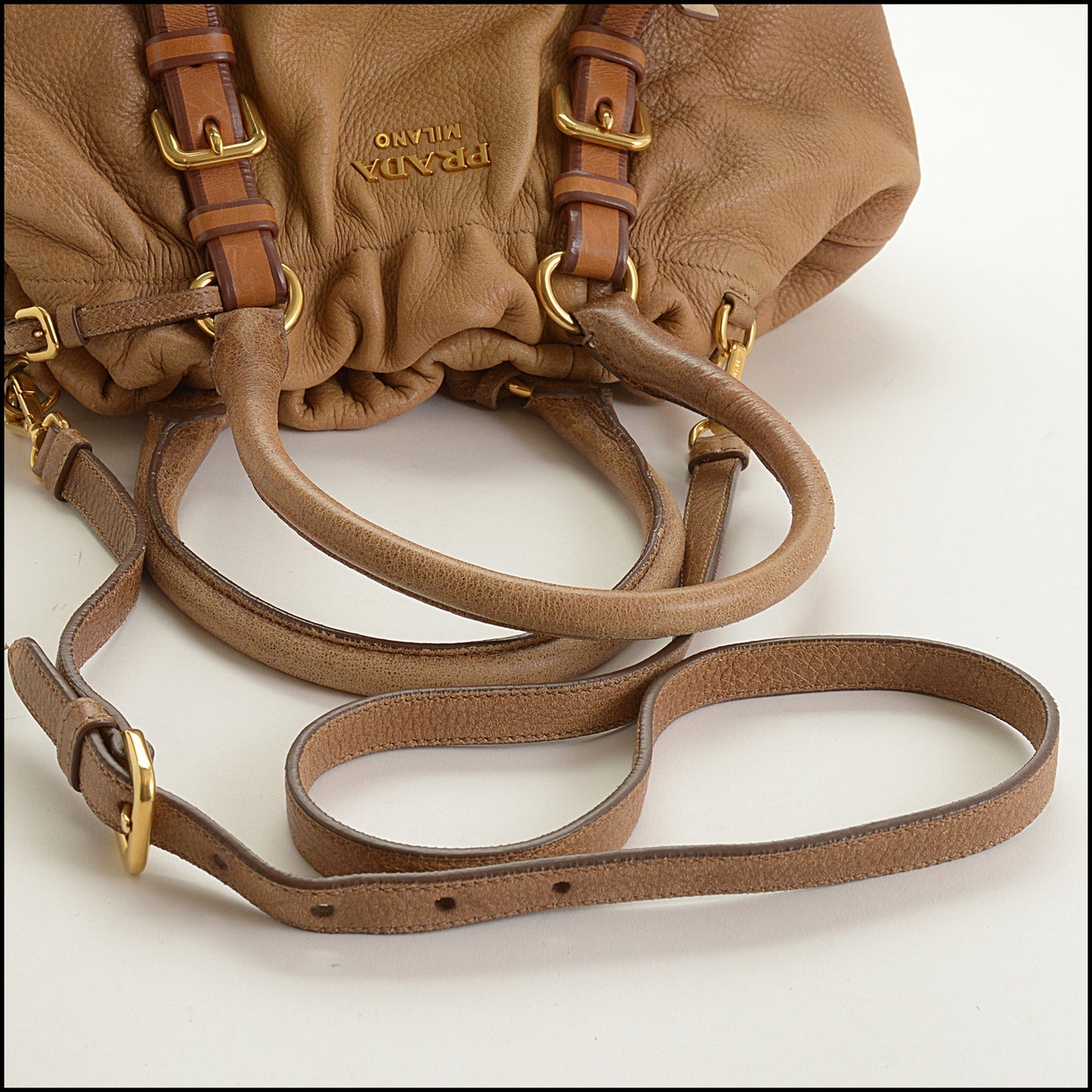 RDC15504 PRADA 2009 Brown Ombre Deerkskin Cervo Tote Bag