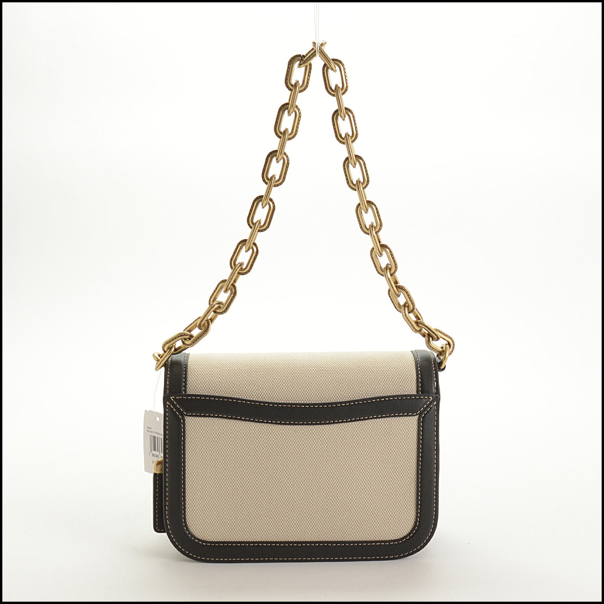 RDC15648 COACH Salt Stone Canvas/Black Leather Idol Bag