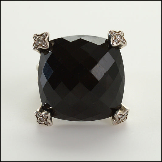 RDC15026 DAVID YURMAN Large Faceted Onyx Chatelaine Albion Diamond Ring Size 6.75