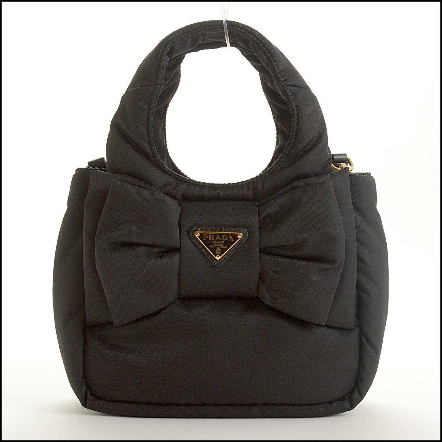 RDC15428 PRADA Black Mini Padded Re-Nylon Bag with Bow