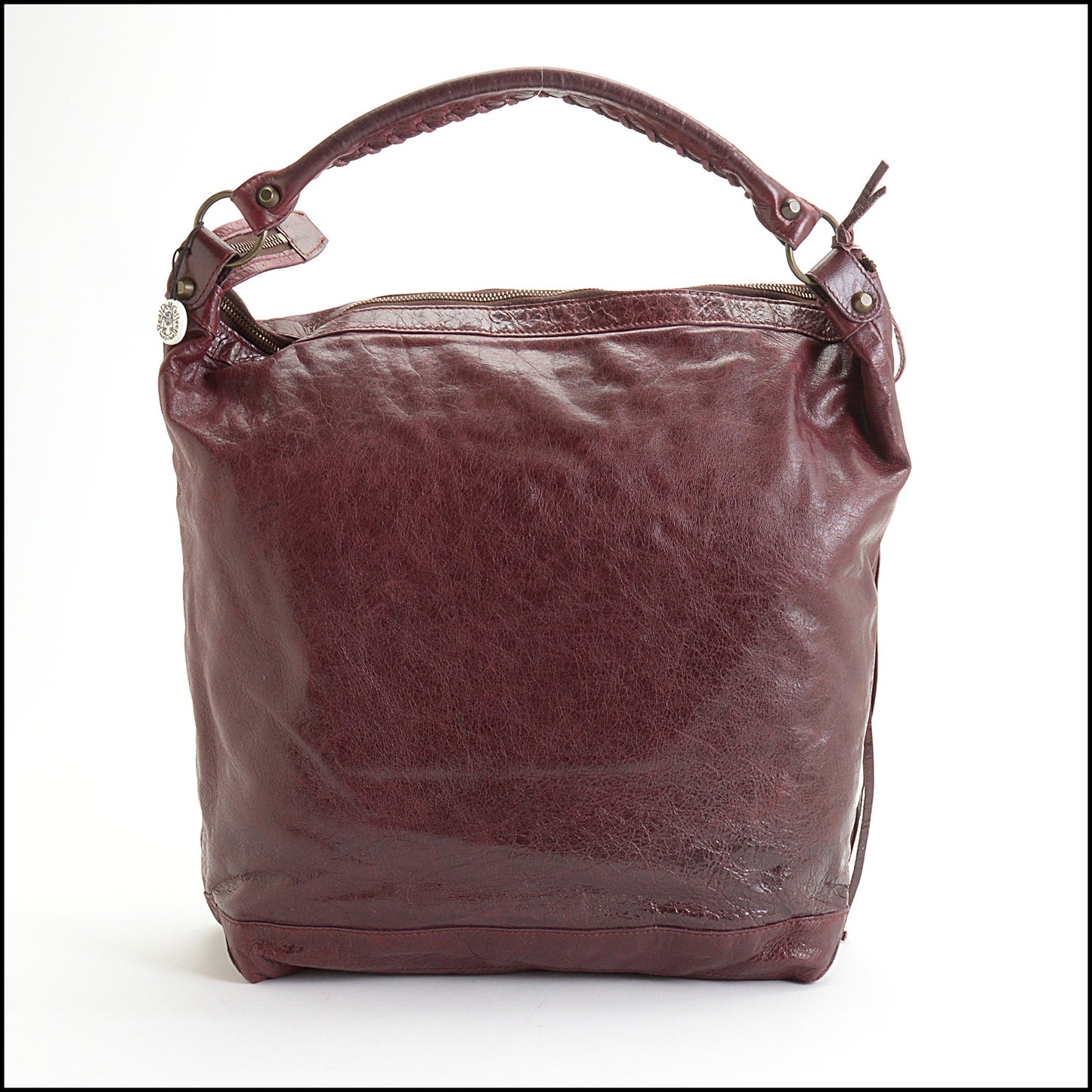 RDC14135 Authentic BALENCIAGA Vintage '05 Bordeaux Chevre Leather Day Hobo Bag