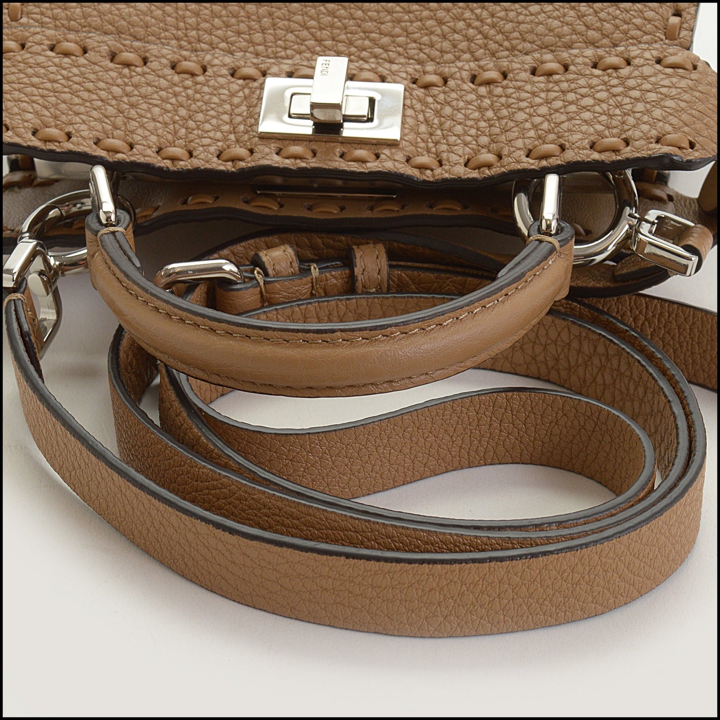 RDC14999 FENDI Selleria '24 Cappucino Calfskin Petite Peekaboo bag