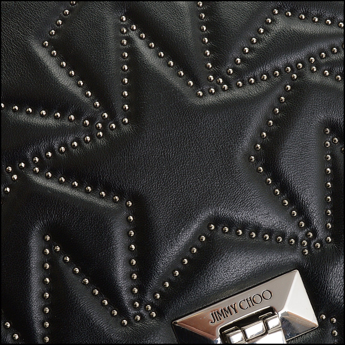 RDC14981 JIMMY CHOO Black Leather Star Studded Helia Bag