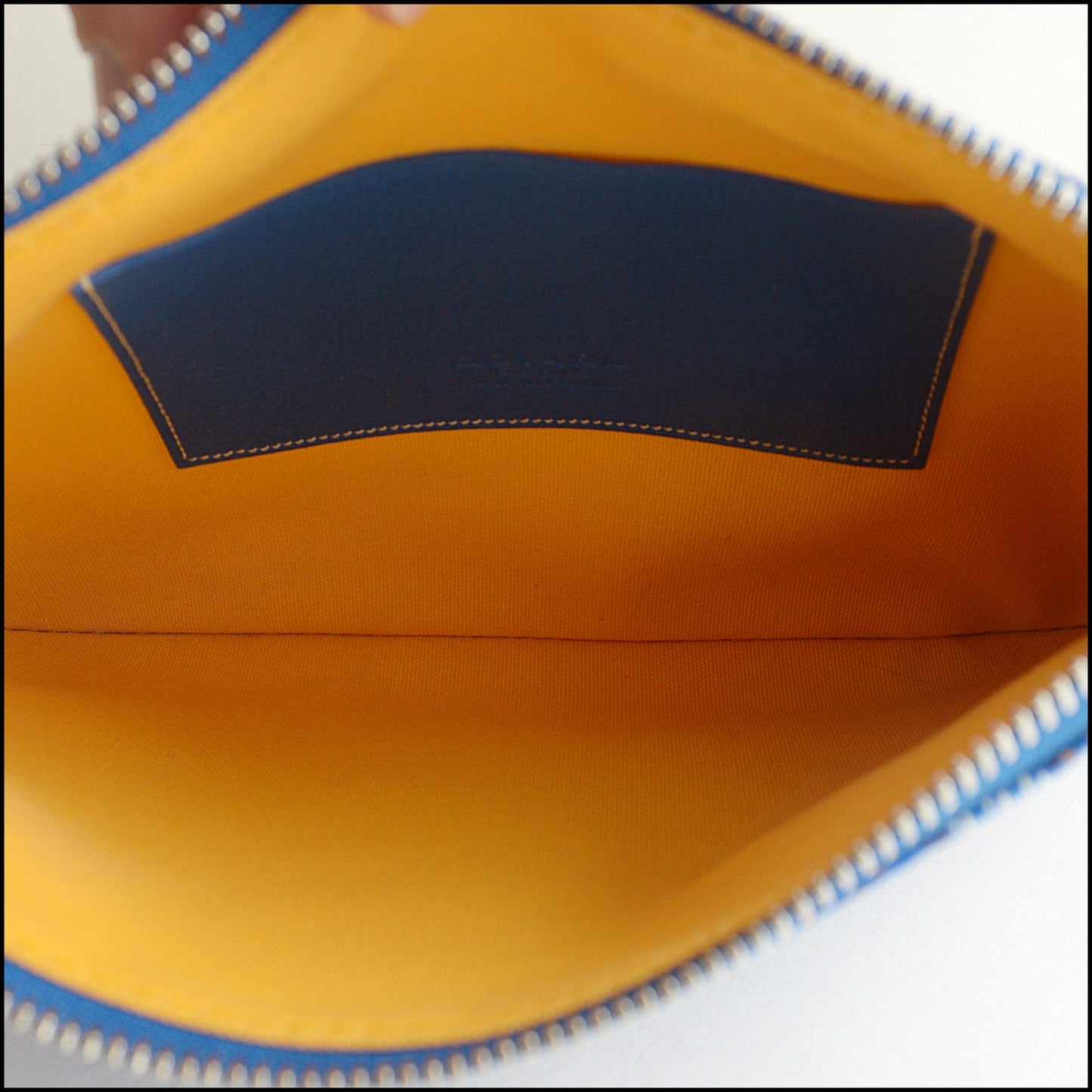RDC15339 GOYARD Blue Goyardine Canvas Senat Pouch PM
