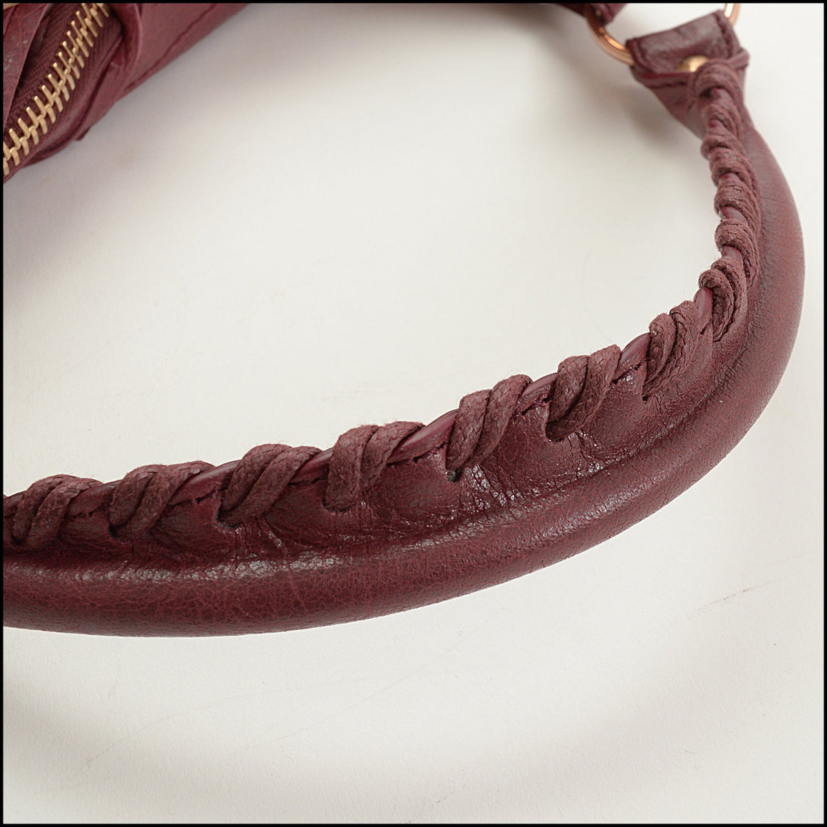 RDC15741 BALENCIAGA '12 Cassis Burgundy Lambskin 12mm Rose Gold Mini Giant Day Bag