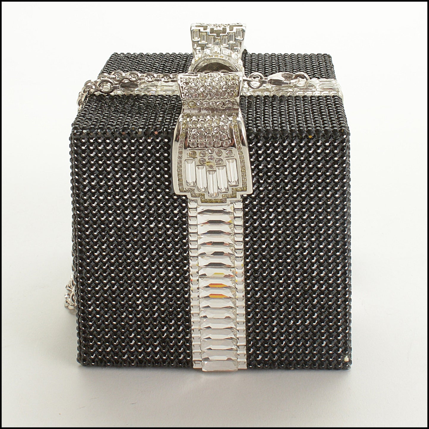 RDC15265 JUDITH LEIBER Black Crystal Gift Box Minaudiere