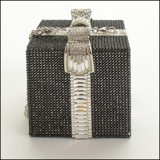 RDC15265 JUDITH LEIBER Black Crystal Gift Box Minaudiere