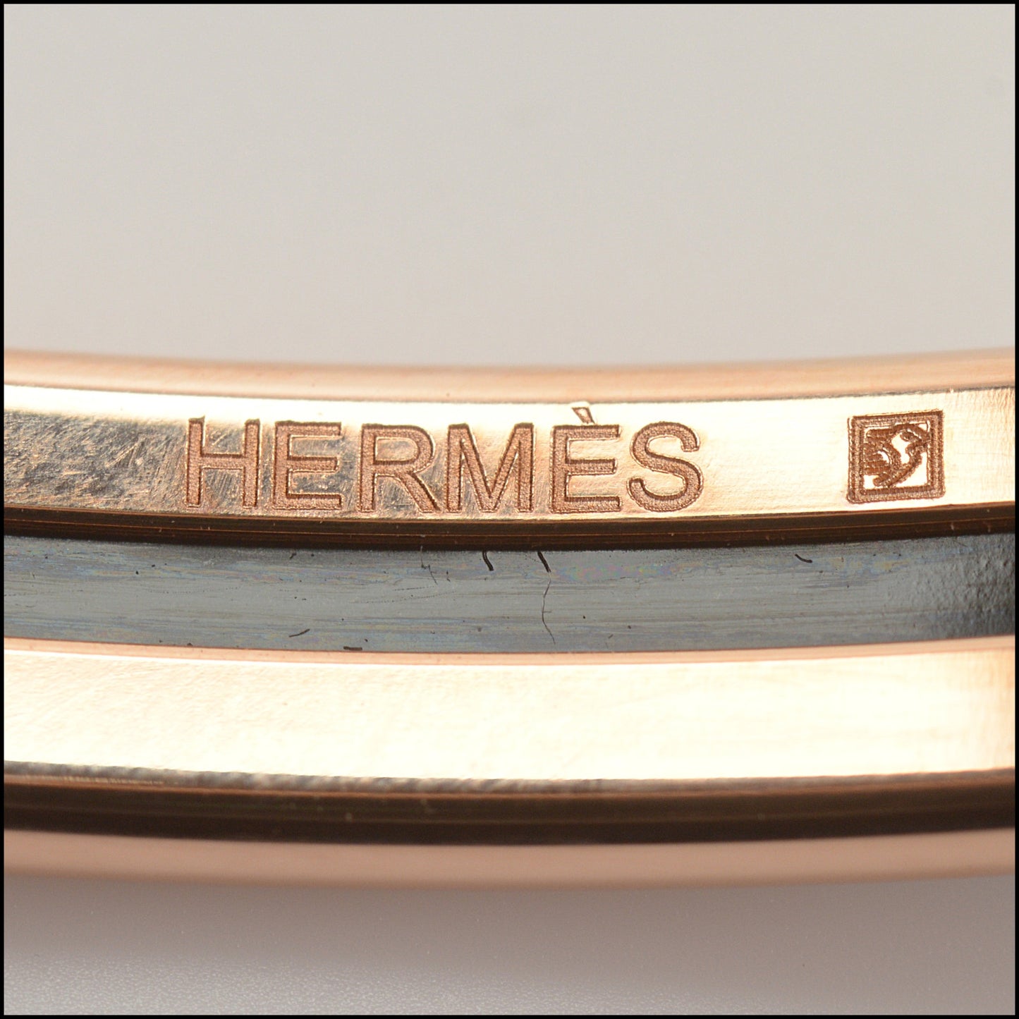 RDC15240 HERMES Black/Rose Gold Galaxie Les Cles Enamel Bangle Size Small/65