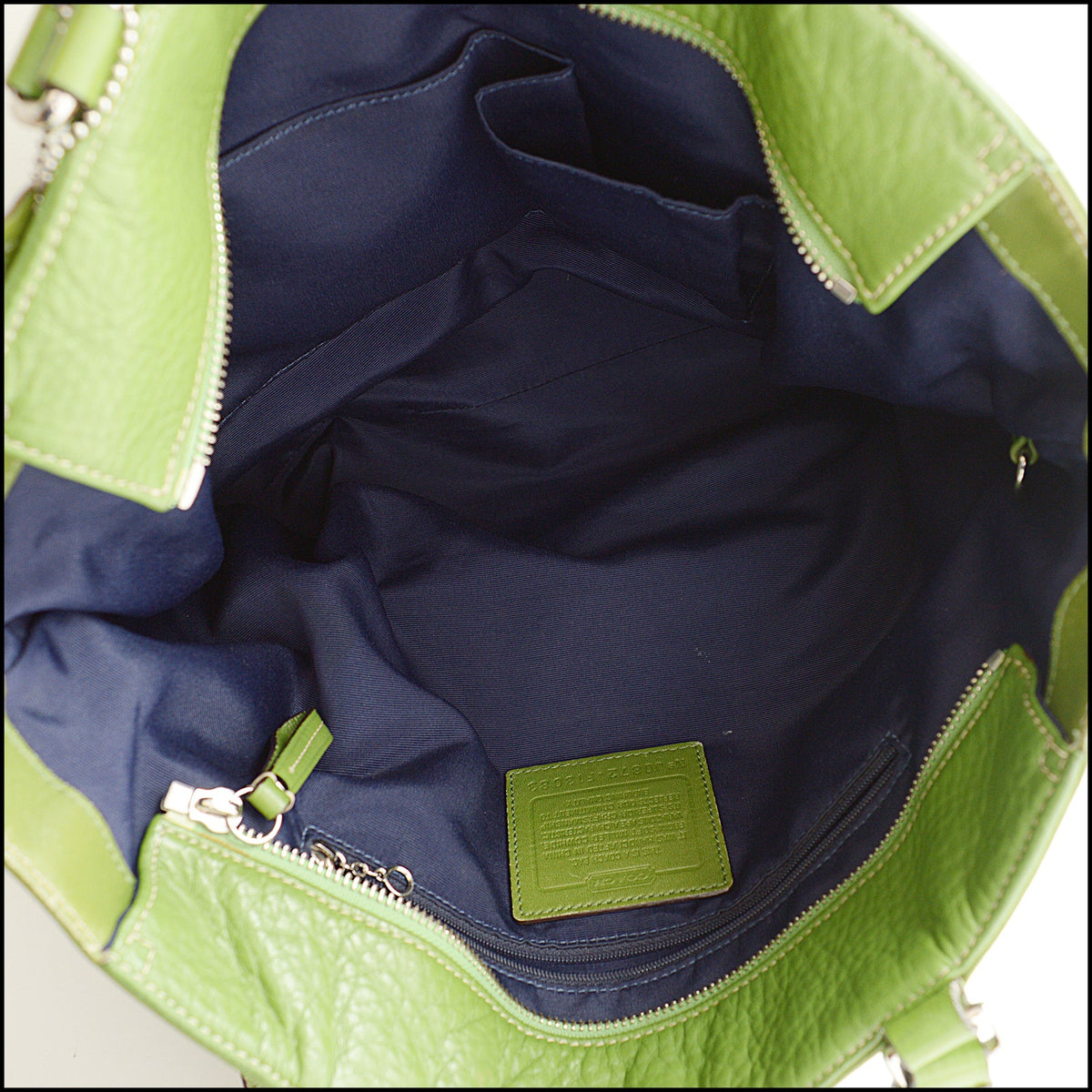 RDC15654 COACH 1990's Green Hamilton Pebbled Leather Lunch Tote Bag