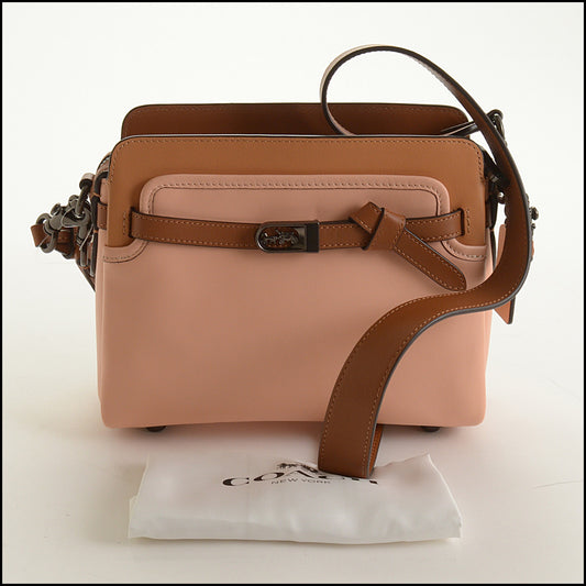 RDC15492 COACH Pink and Tan Glovetanned Leather Tate 24 Bag