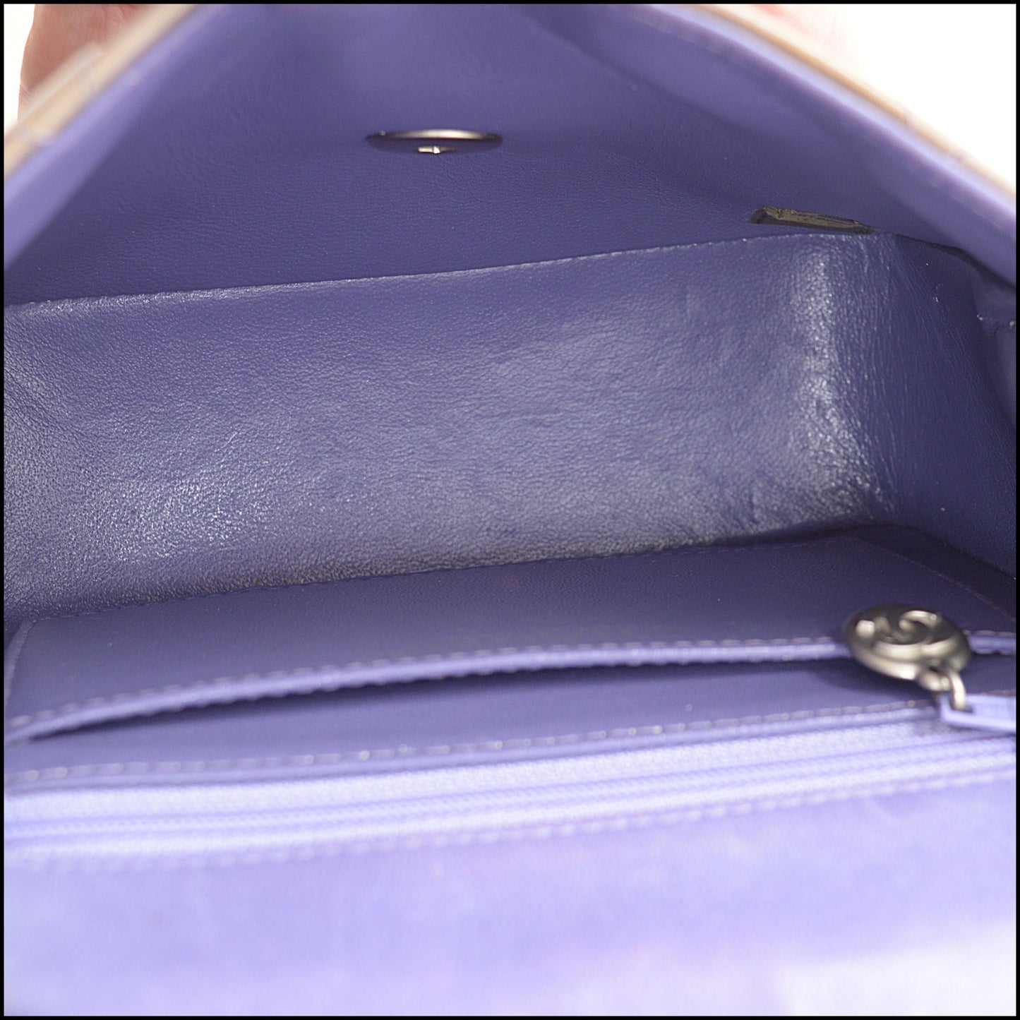 RDC14967 CHANEL '00-02 Iridescent Mauve Patent Leather Square Classic Mini Flap Bag