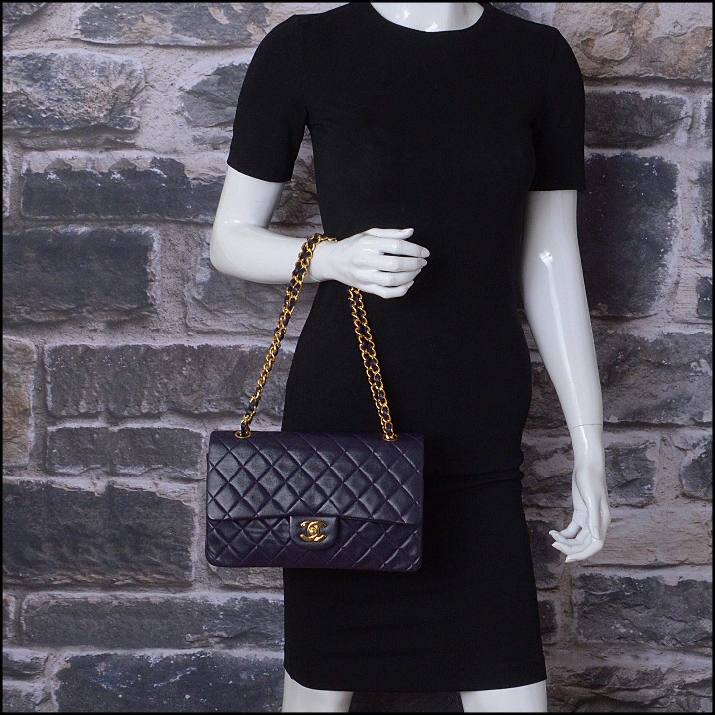 RDC14478 Chanel '89-'91 Eggplant Lambskin Classic Small Double Flap Bag