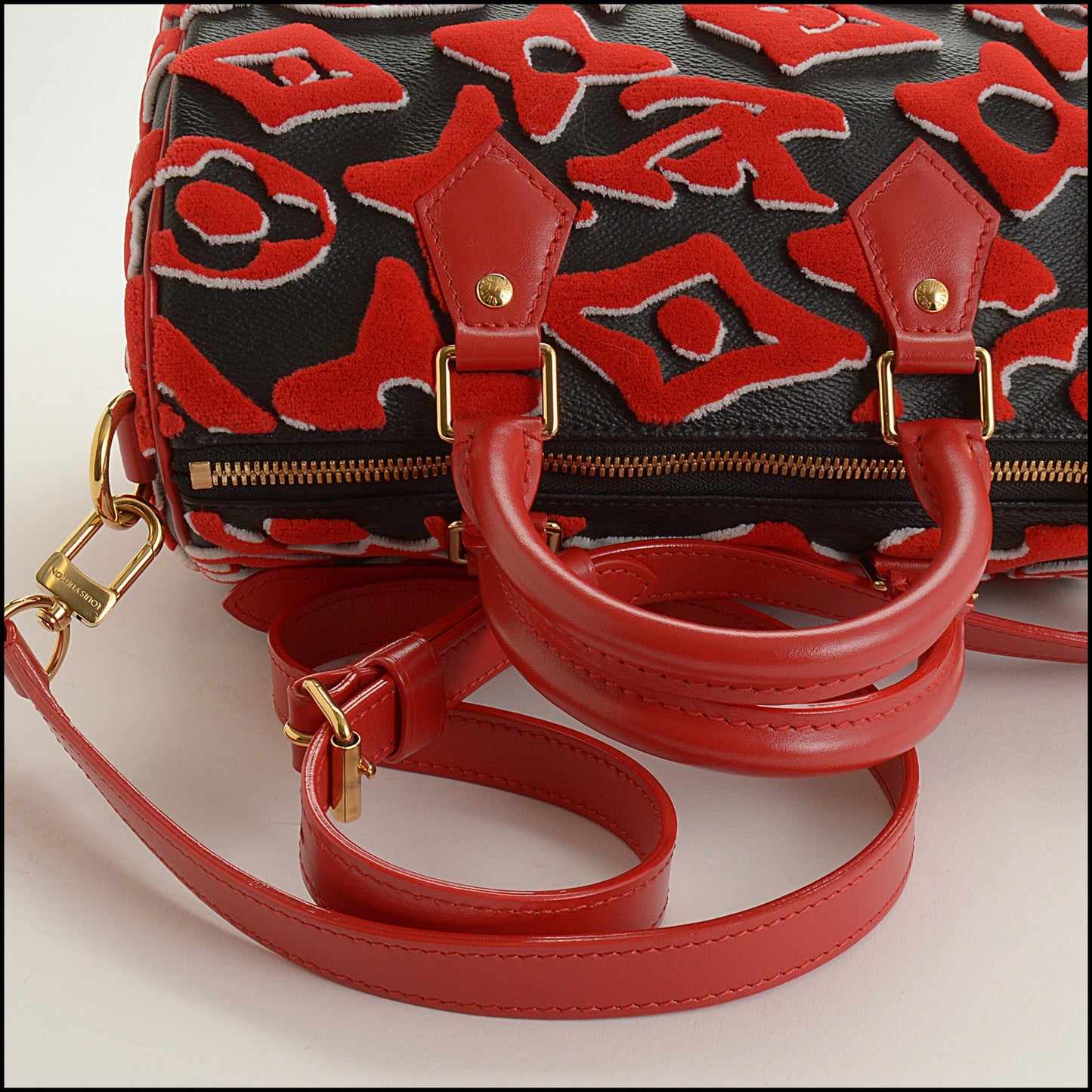 RDC15536 LV x UF Black/Red Tufted Monogram Speedy 25 Bandouliere