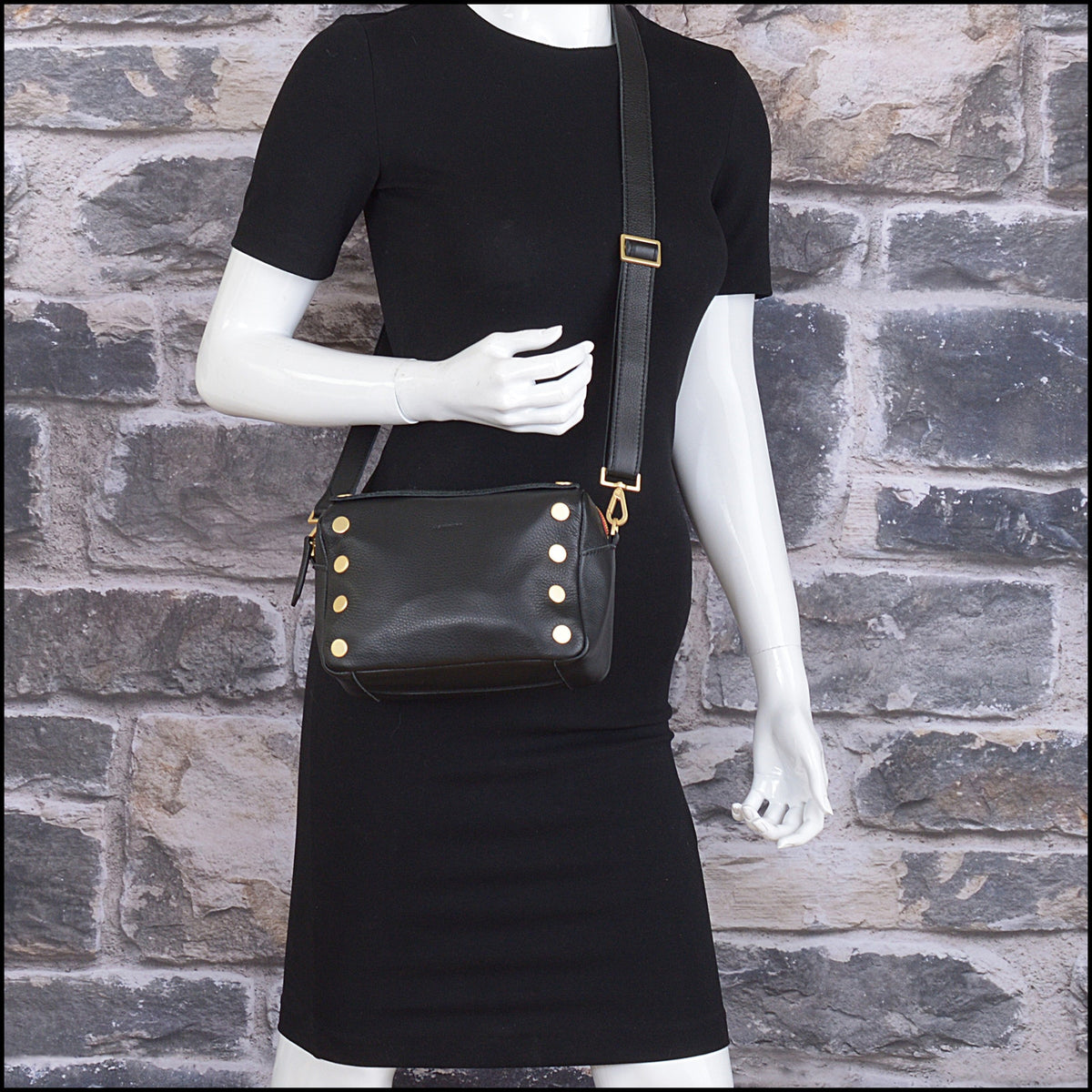 RDC15714 HAMMITT Black Leather Evan Crossbody Bag