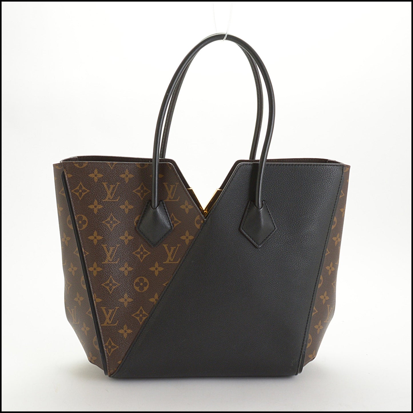 RDC14682 LOUIS VUITTON 2017 Black Leather/Monogram Canvas Kimono MM Tote Bag