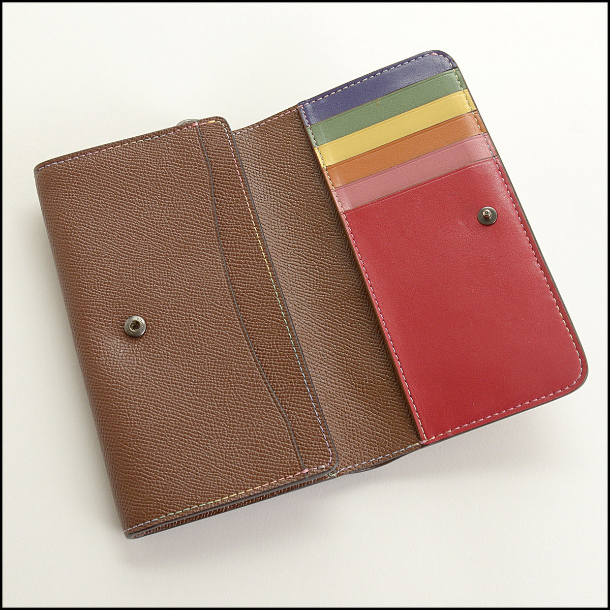 RDC15623 COACH Rainbow & Brown Grained Leather Phone Wallet