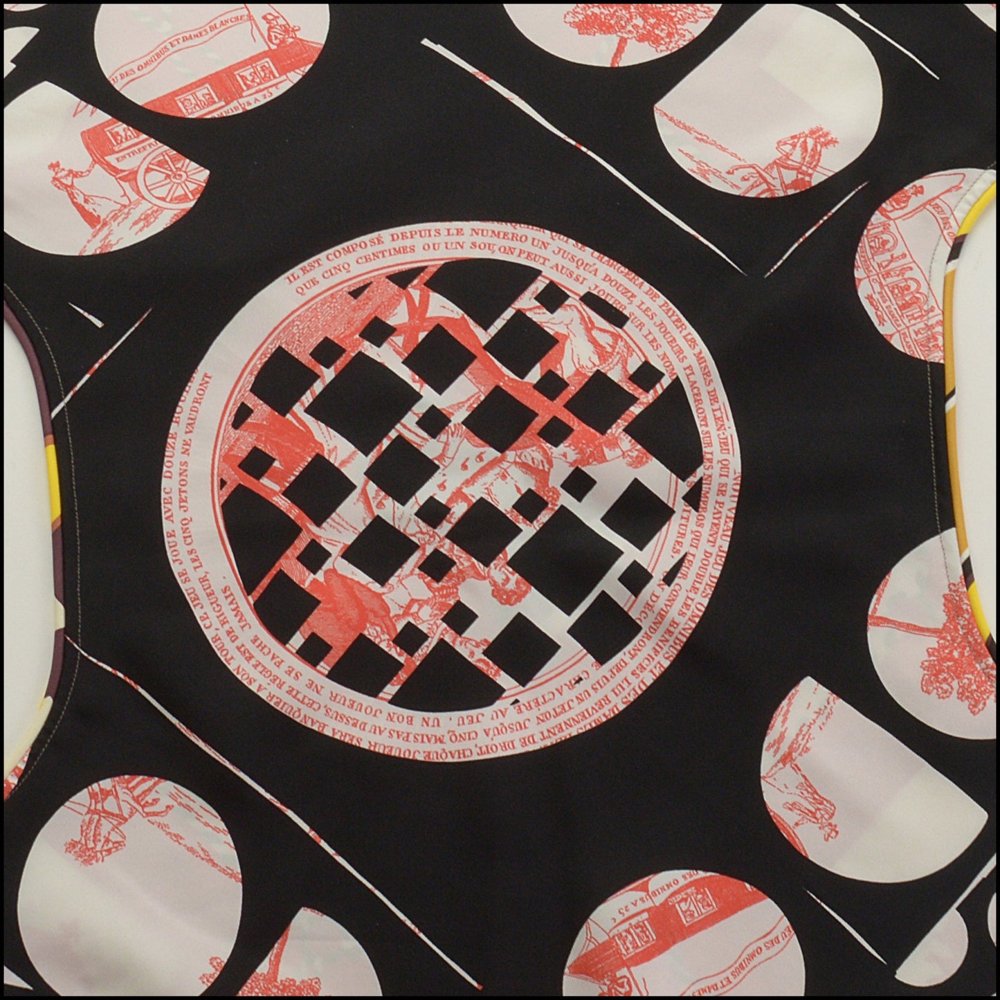 RDC15478 HERMES Black/White/Red Petit H Silk Shrug Shawl