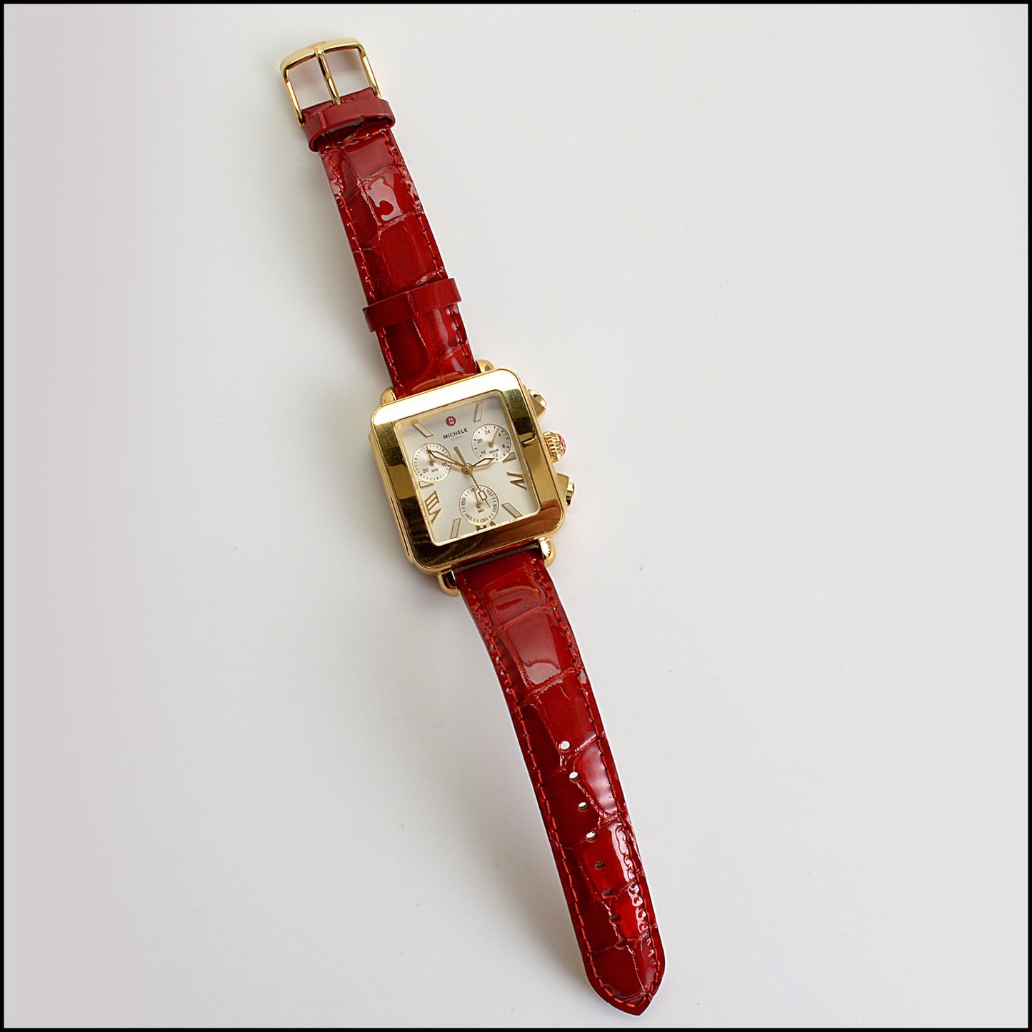 RDC14732 Michele Sport Gold Square Mop Face Deco Sport Watch w/ 3 Extra Bands