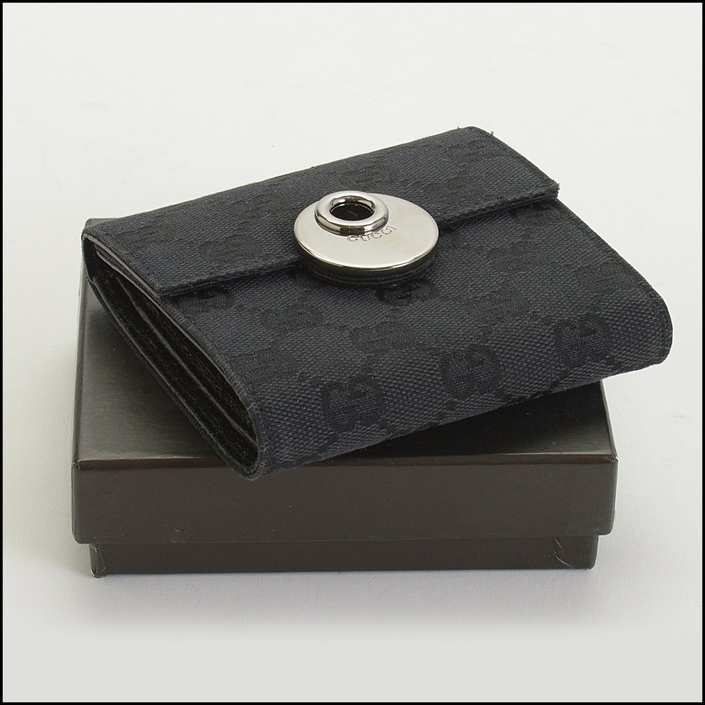 RDC14722 GUCCI Black GG Canvas Eclipse Compact Wallet