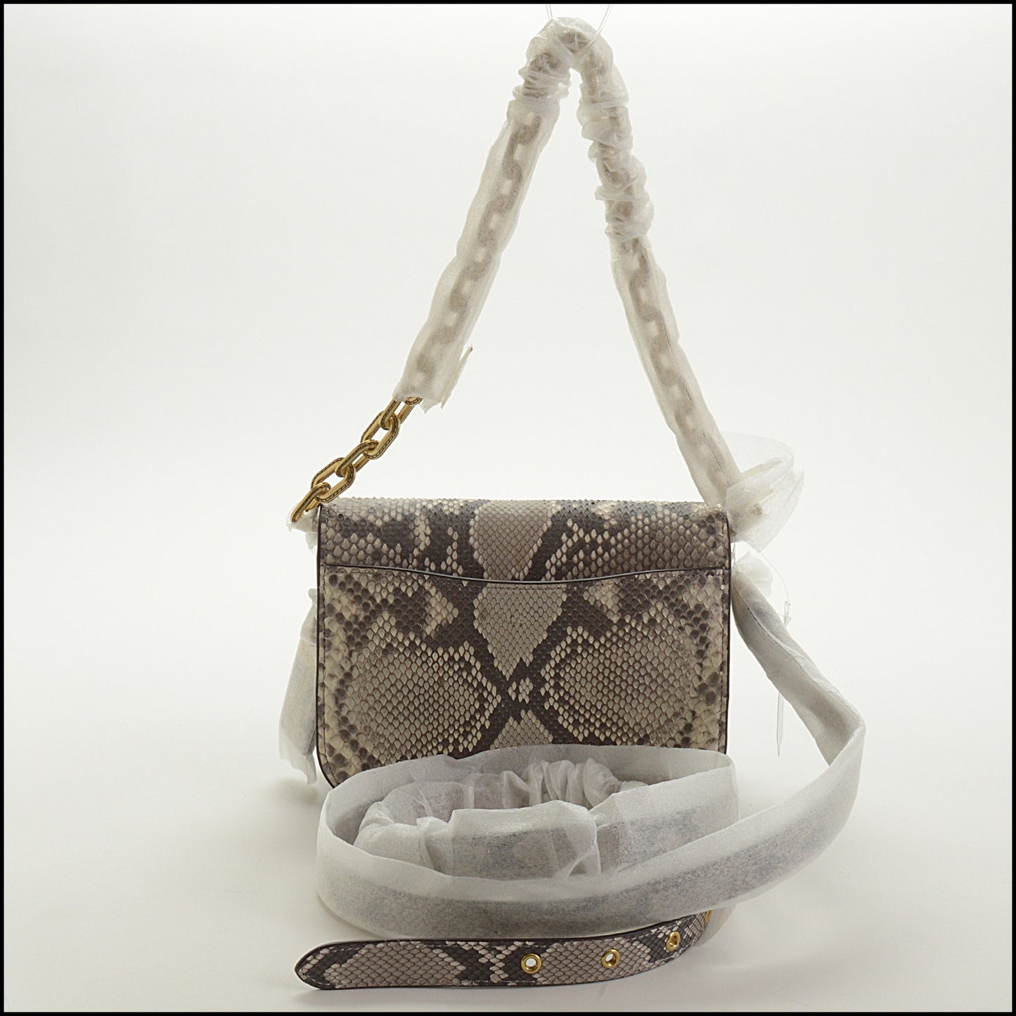 RDC15021 COACH Chalk Natual Python Idol Crossbody Chain Strap Bag