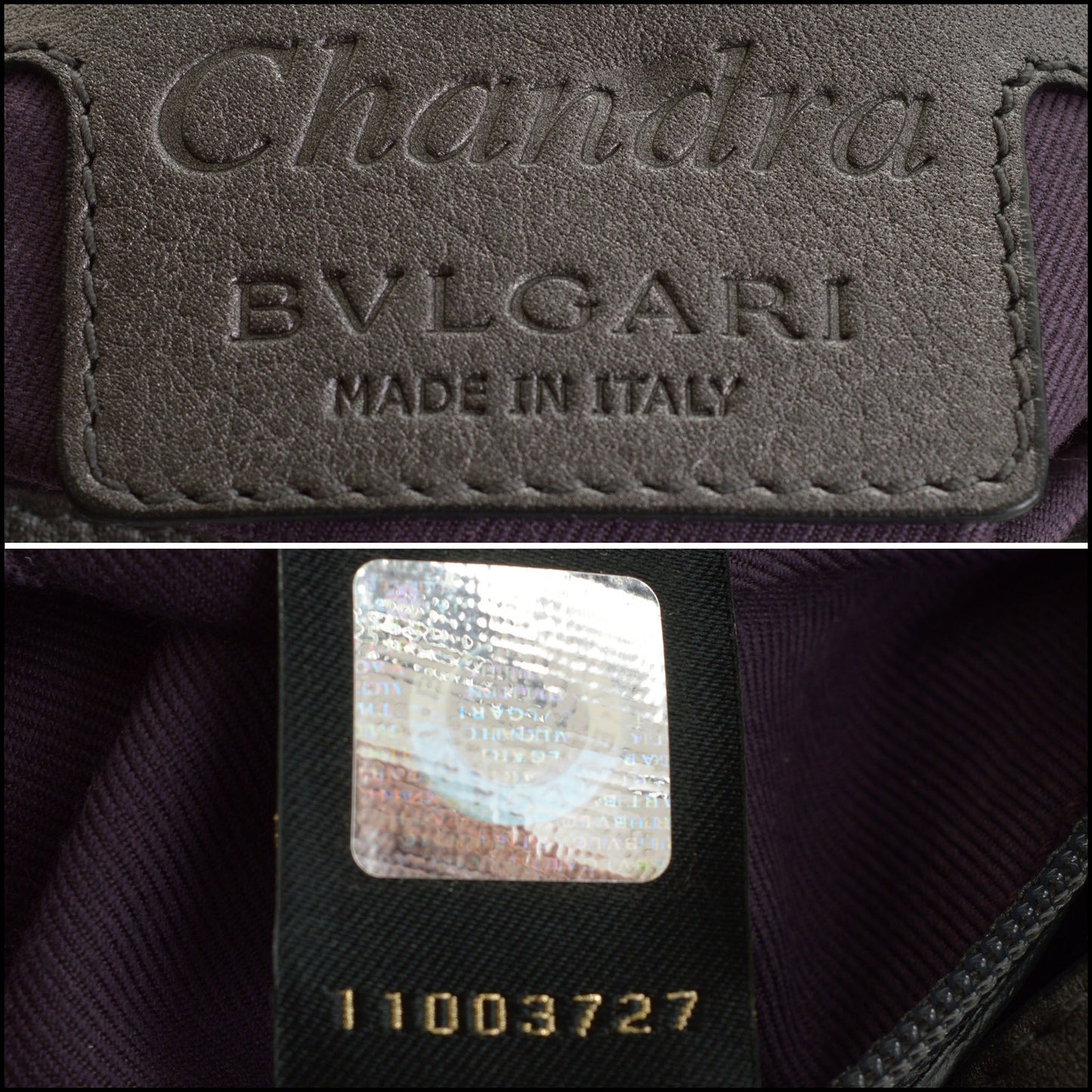 RDC15612 BVLGARI Metallic Silver Leather Chandra bag
